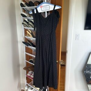 Black eyelet linen dress